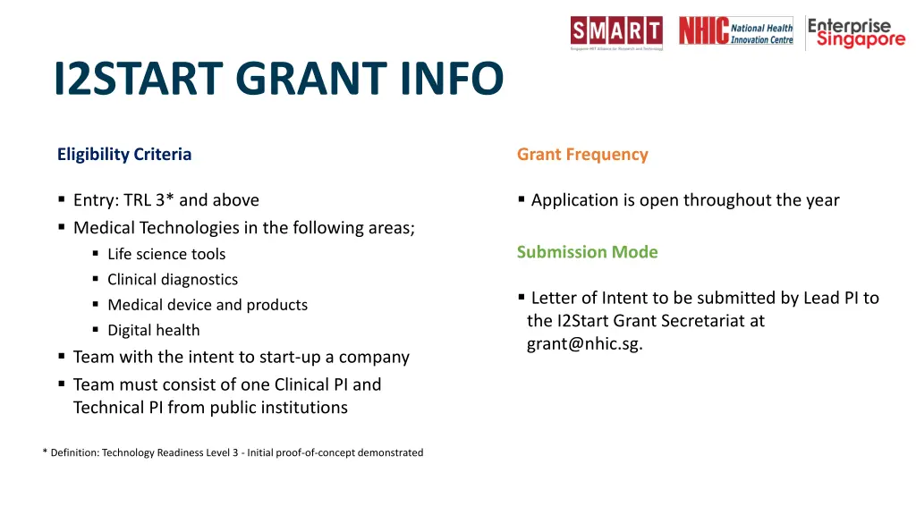 i2start grant info