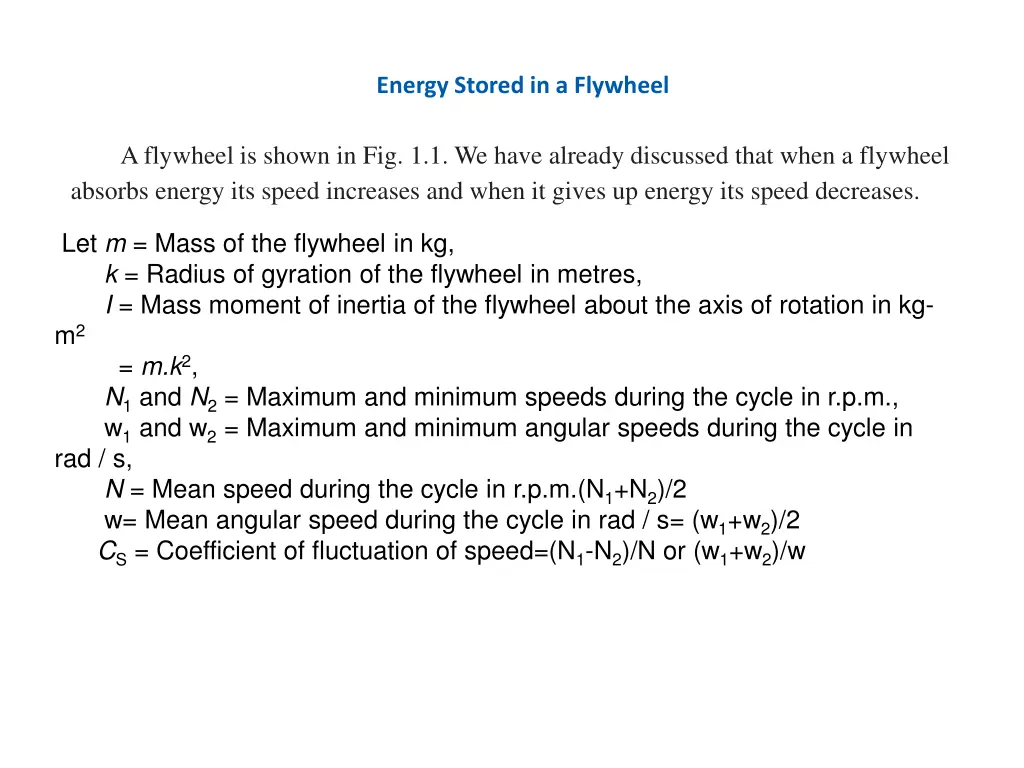 energy stored in a flywheel