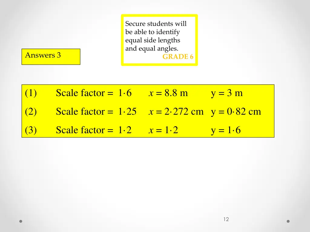 secure students will be able to identify equal