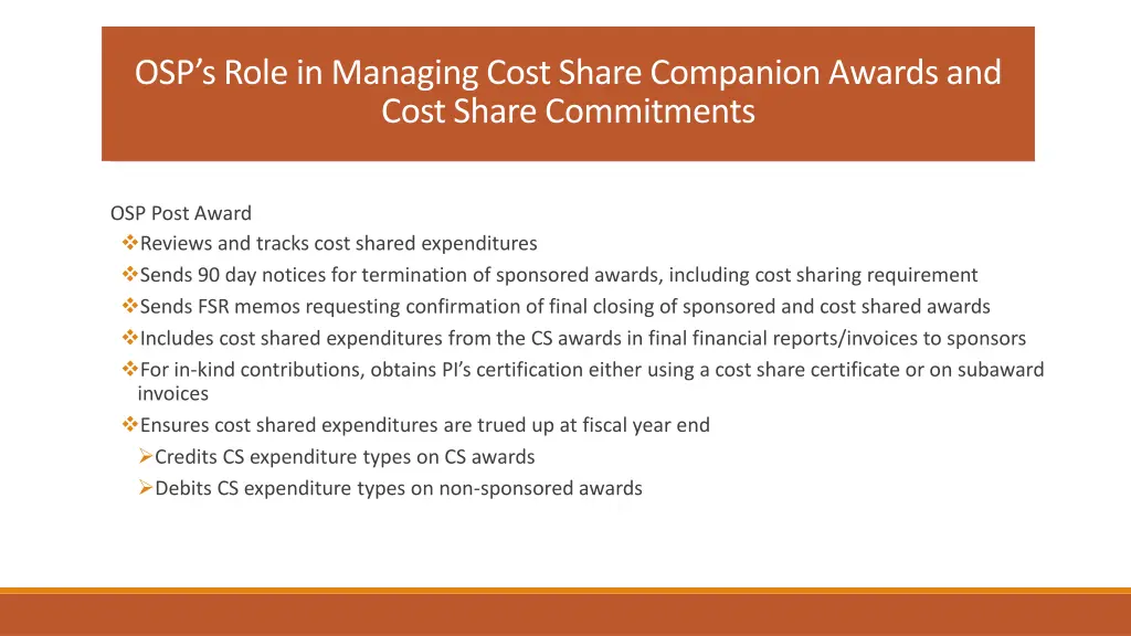 osp s role in managing cost share companion