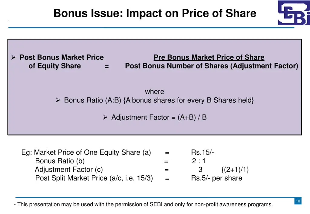 bonus issue impact on price of share