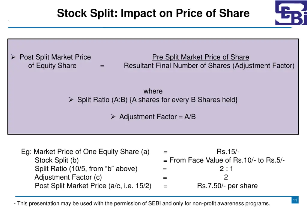 stock split impact on price of share