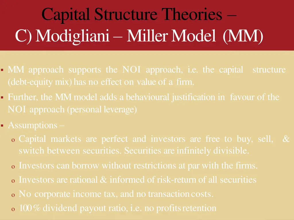 capital structure theories c modigliani miller