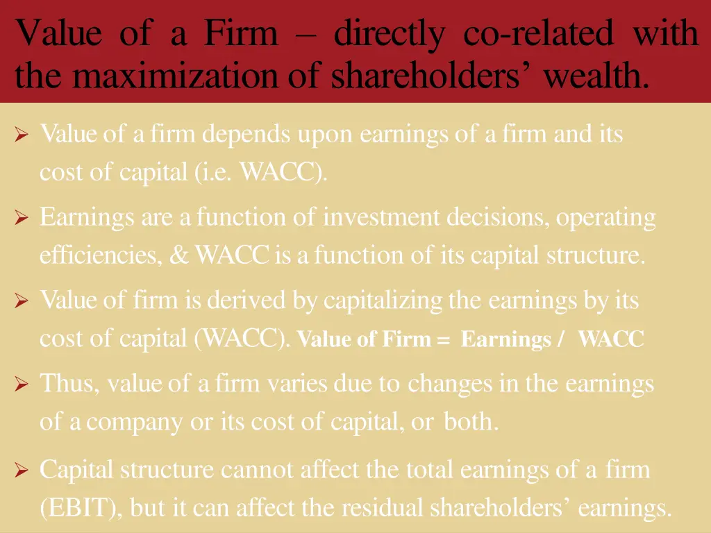 value of a firm directly co related with