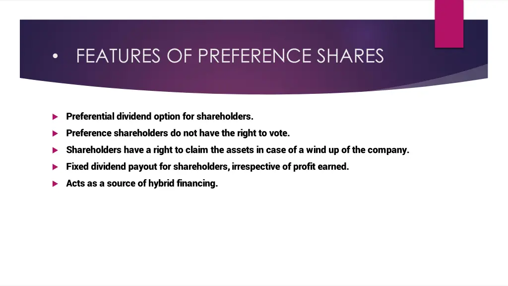 features of preference shares