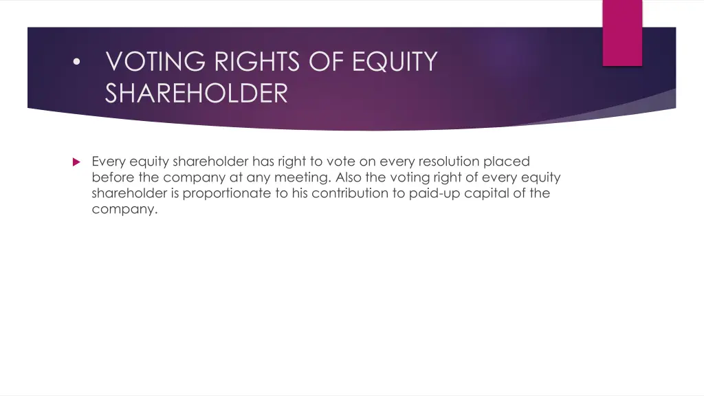 voting rights of equity shareholder