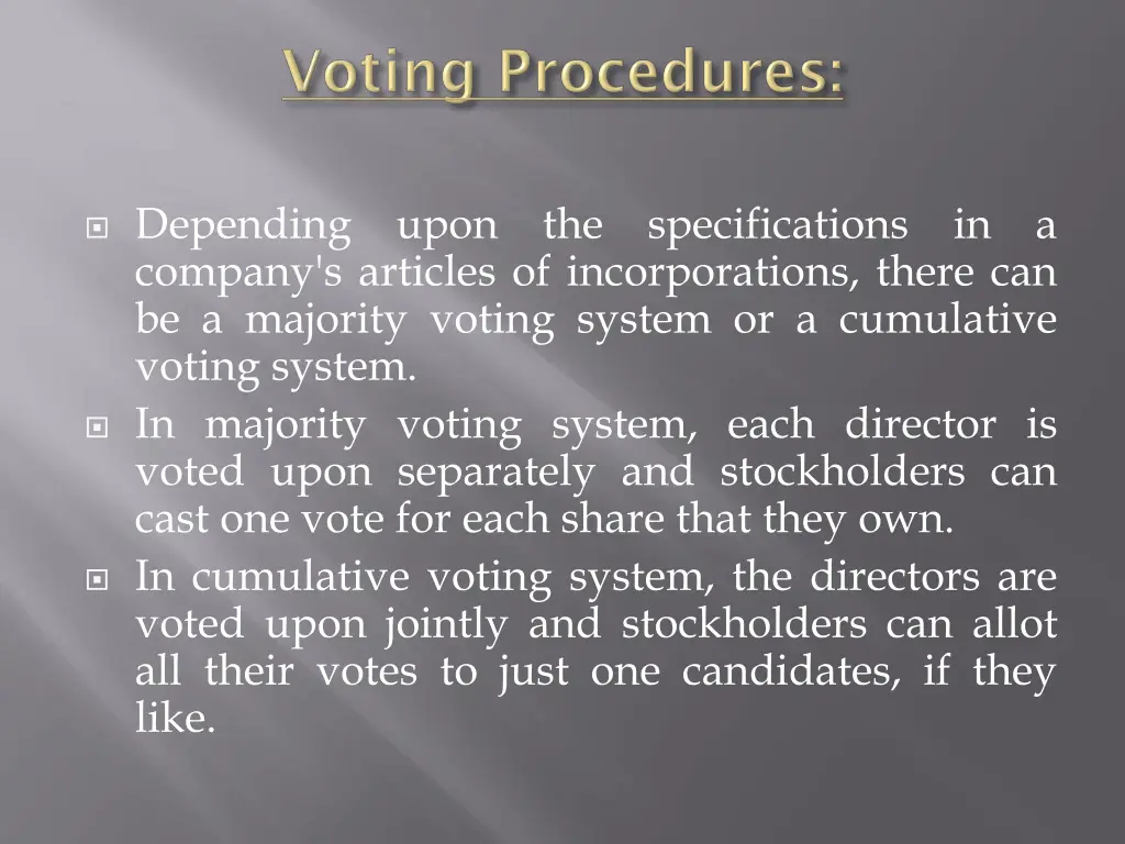 depending company s articles of incorporations