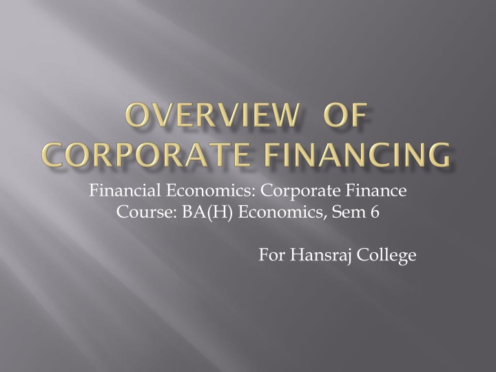 financial economics corporate finance course