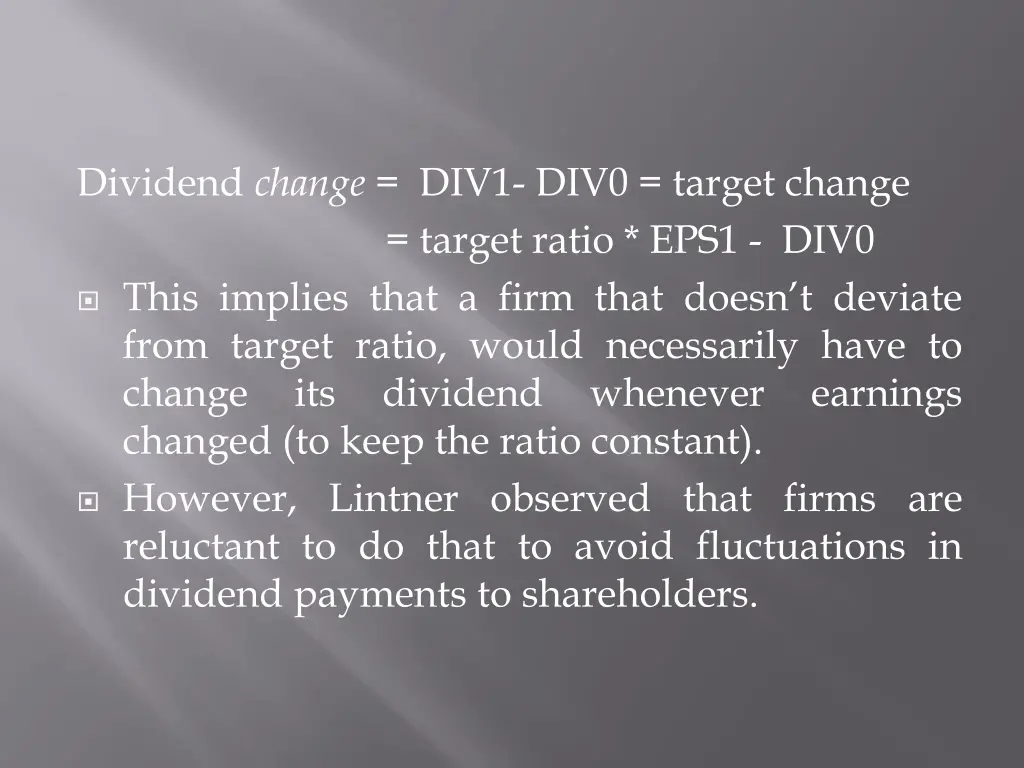 dividend change div1 div0 target change target