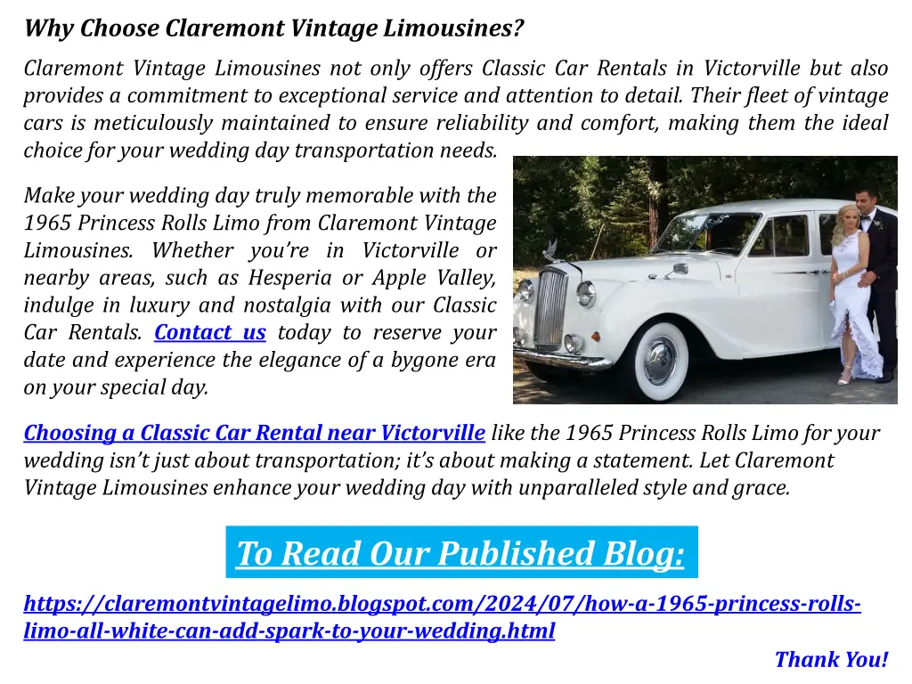 why choose claremont vintage limousines