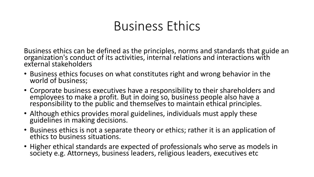 business ethics