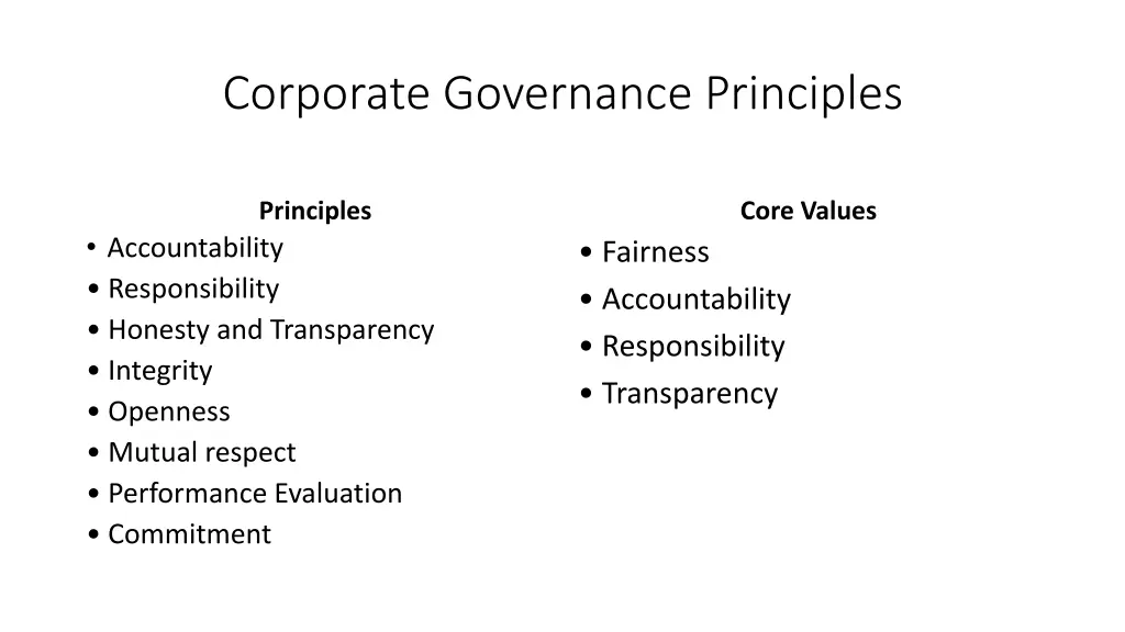 corporate governance principles