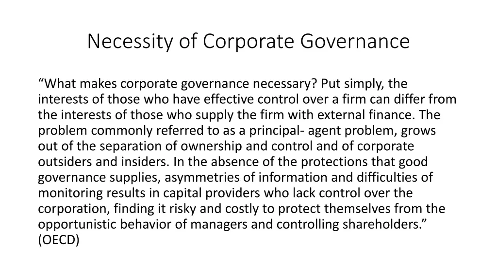 necessity of corporate governance