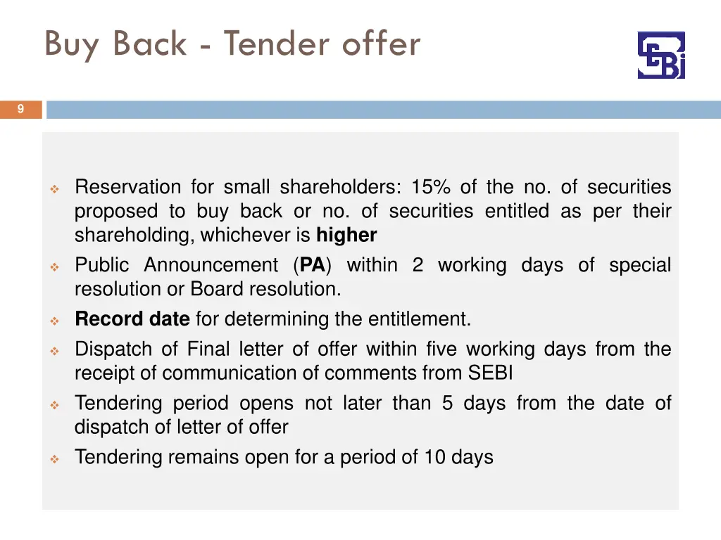 buy back tender offer