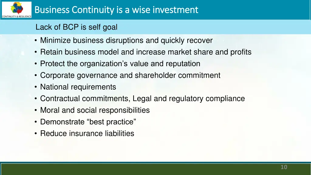 business continuity is a wise investment business