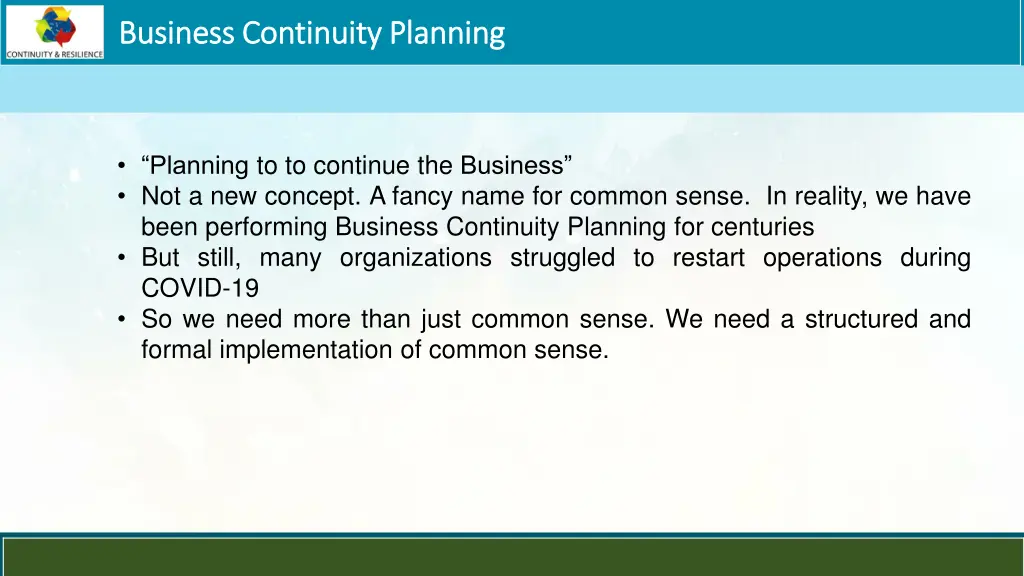 business continuity planning business continuity