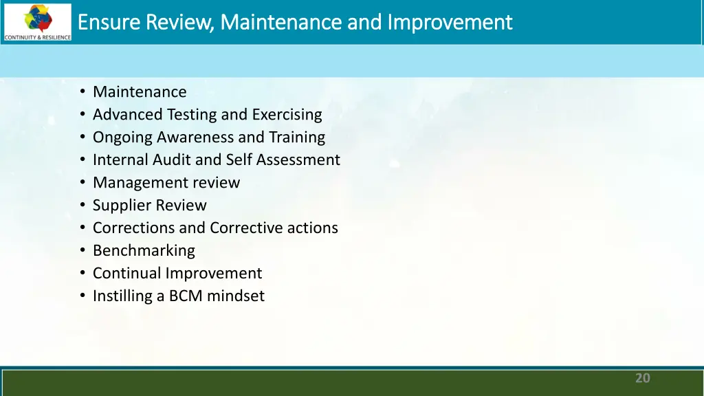 ensure review maintenance and improvement ensure