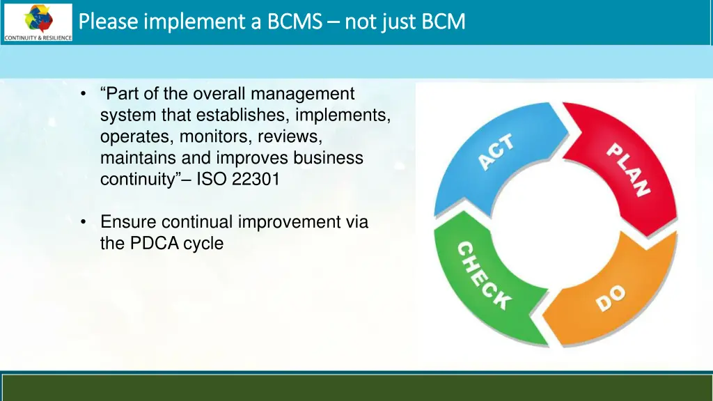 please implement a bcms please implement a bcms