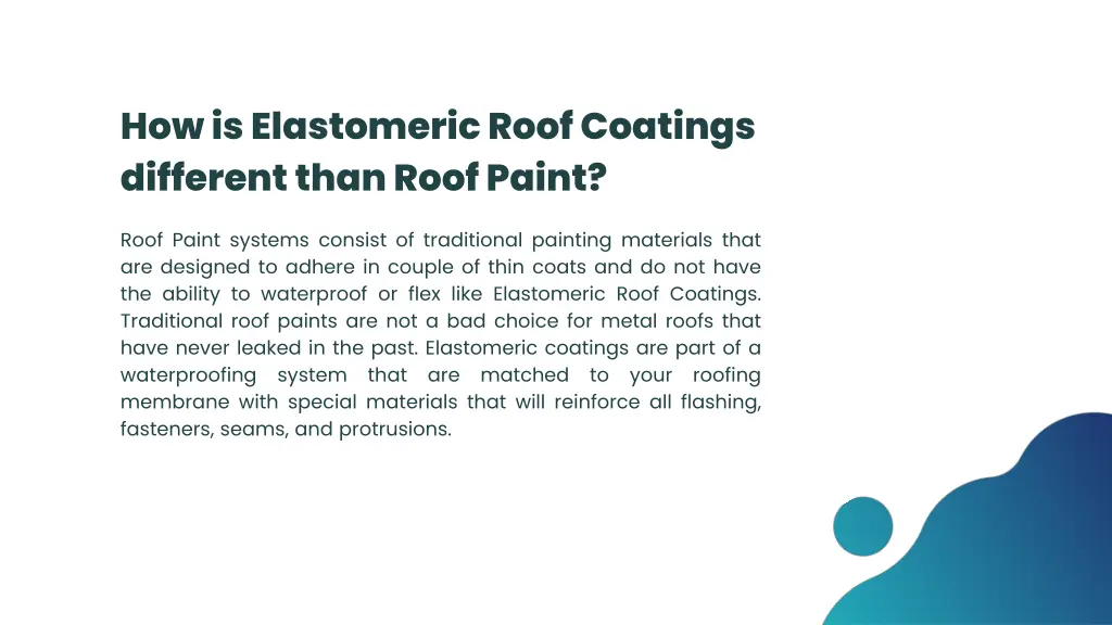 how is elastomeric roof coatings different than