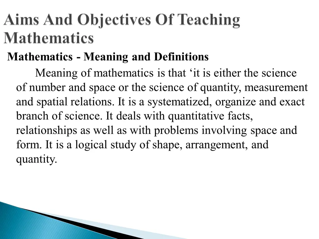 mathematics meaning and definitions meaning