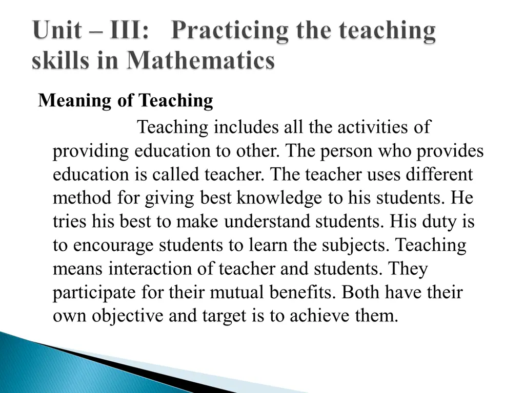 meaning of teaching