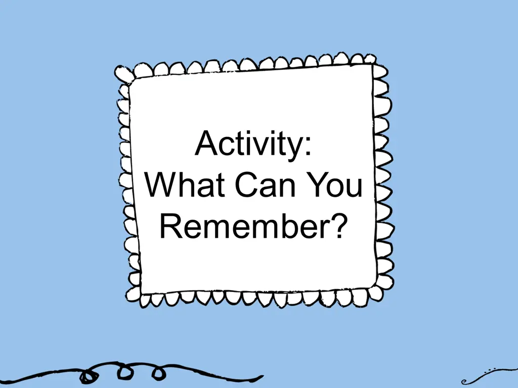 activity what can you remember