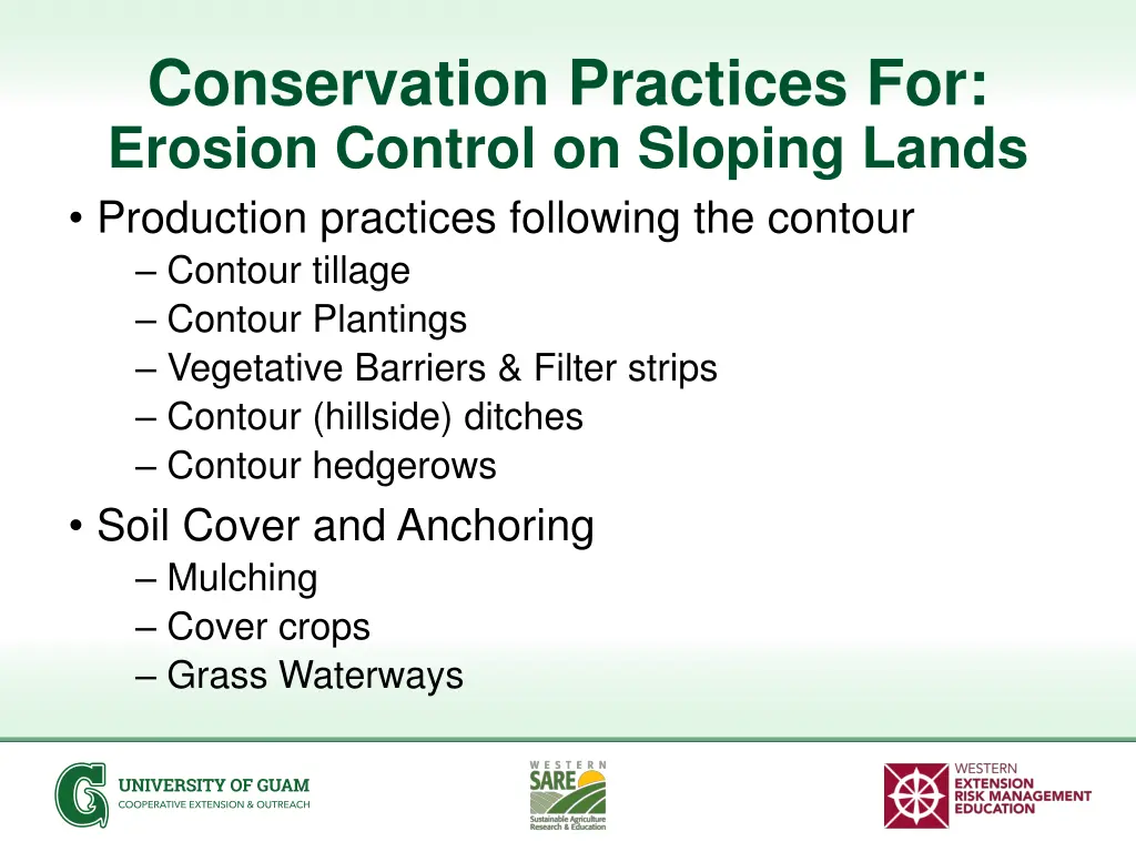 conservation practices for erosion control