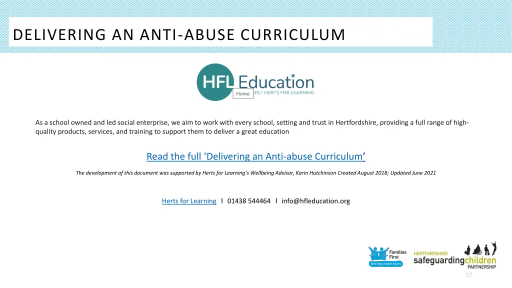 delivering an anti abuse curriculum