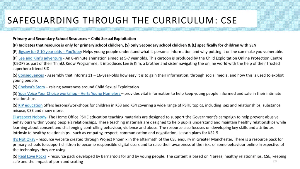 safeguarding through the curriculum cse