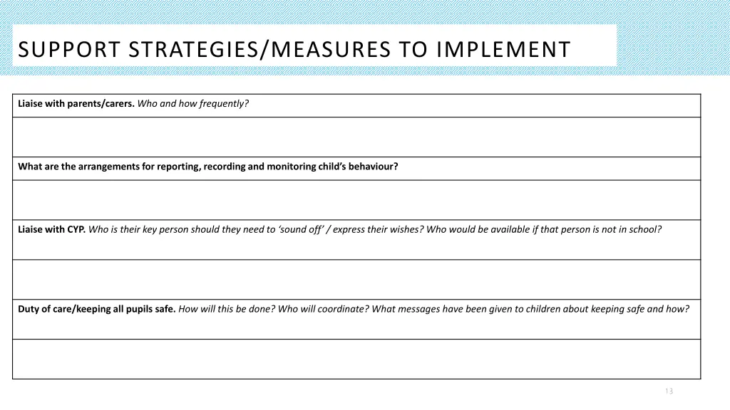 support strategies measures to implement