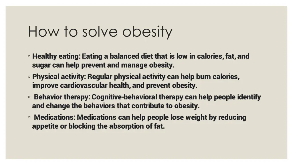 how to solve obesity