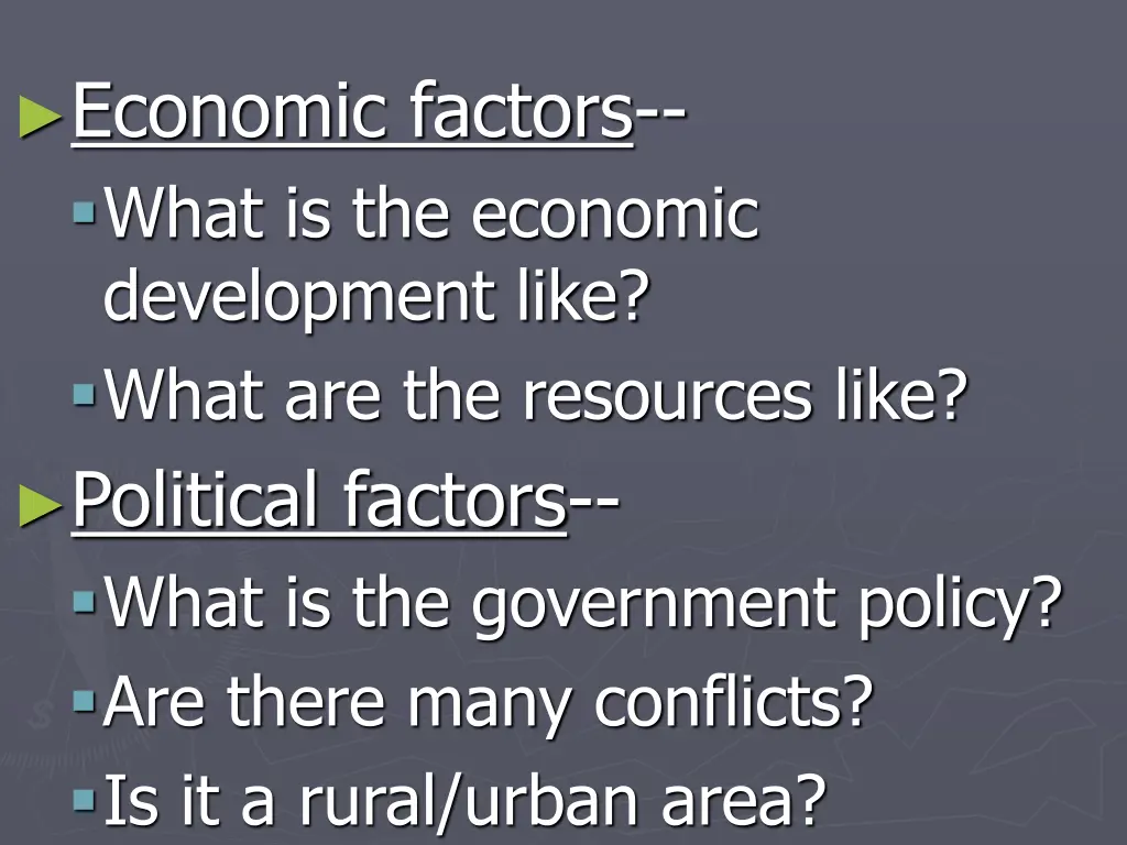 economic factors what is the economic development