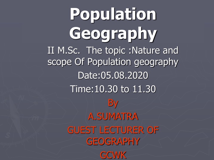 population geography ii m sc the topic nature