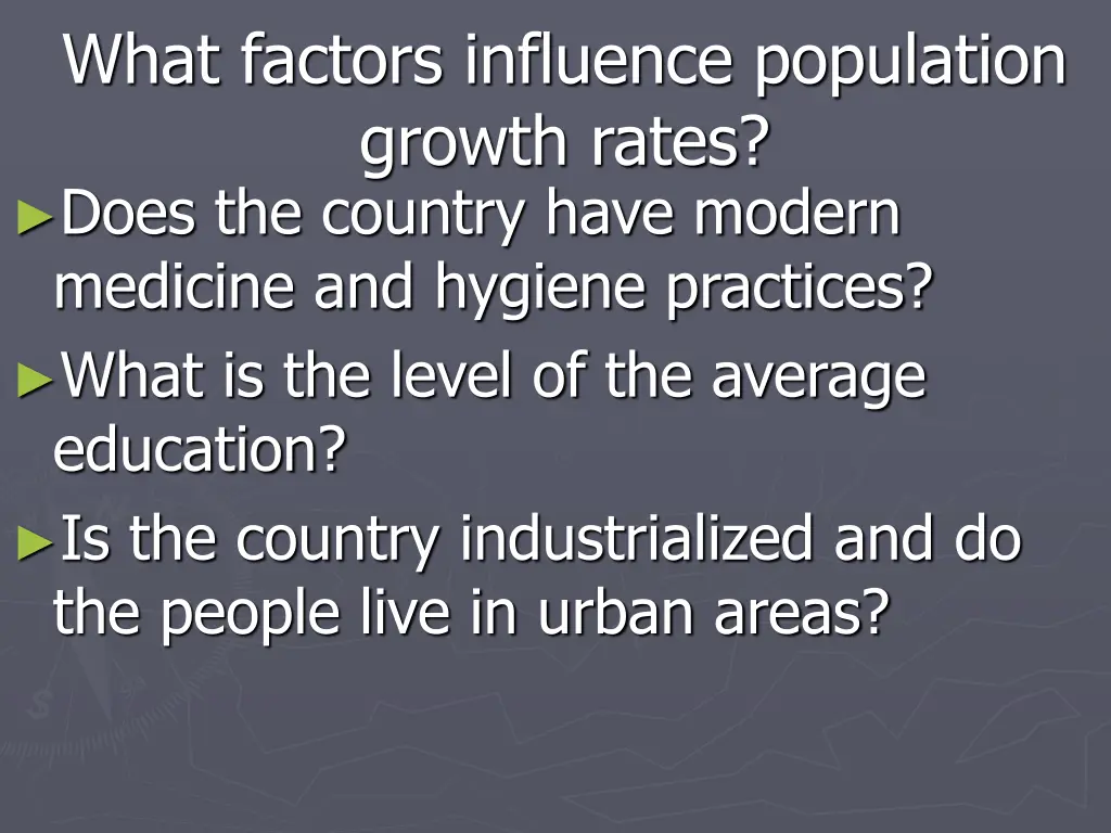 what factors influence population growth rates