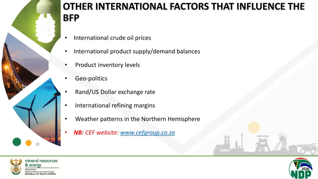 other international factors that influence the bfp