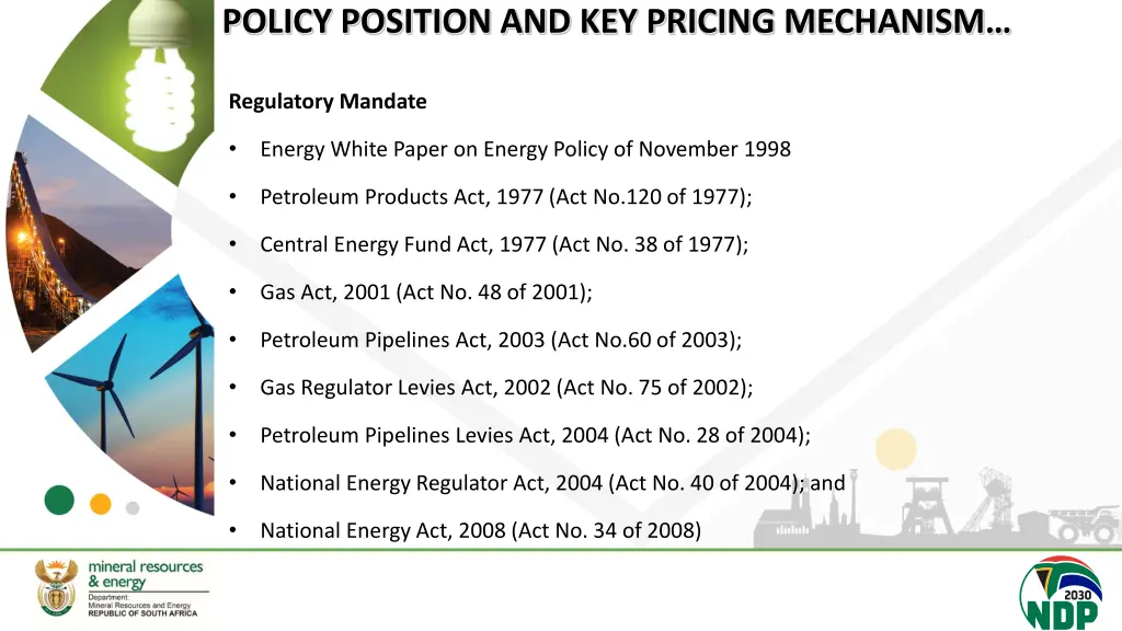 policy position and key pricing mechanism 1