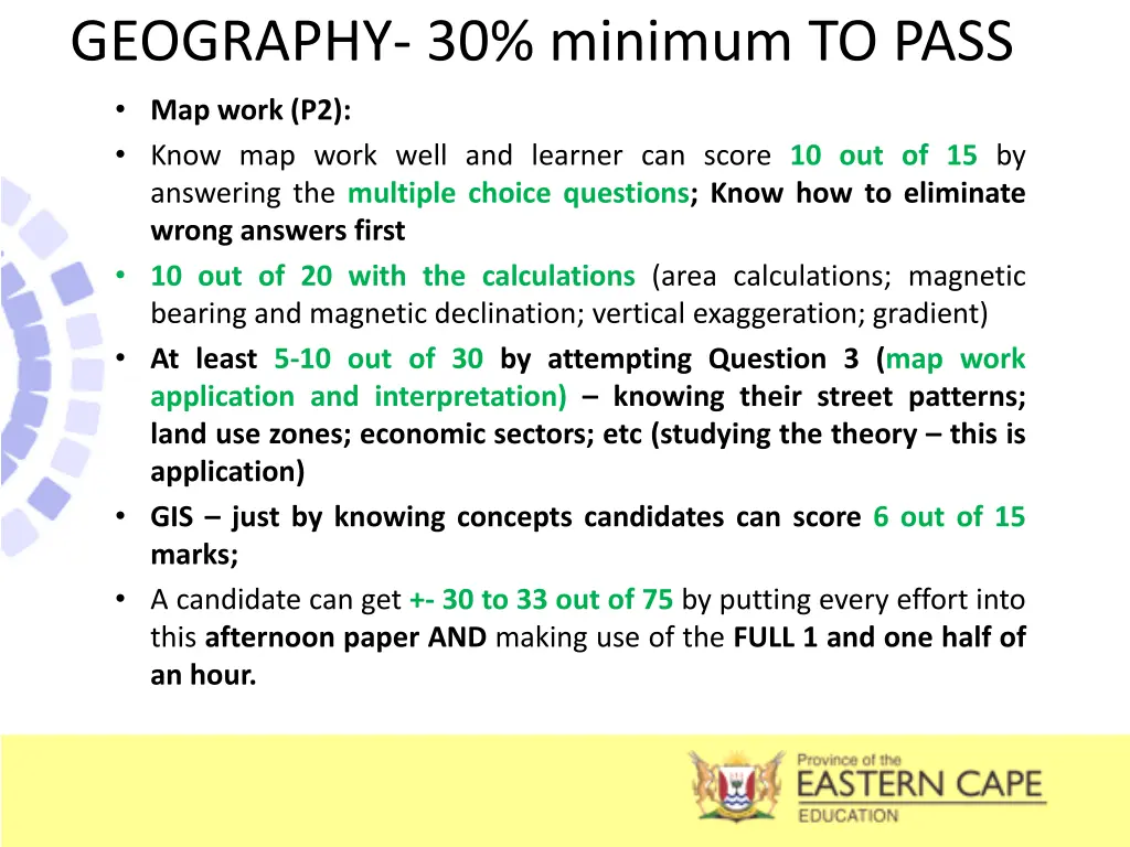 geography 30 minimum to pass map work p2 know