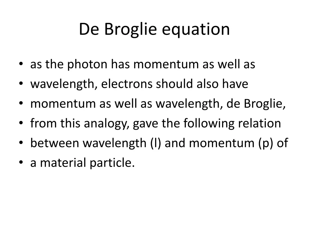 de broglie equation