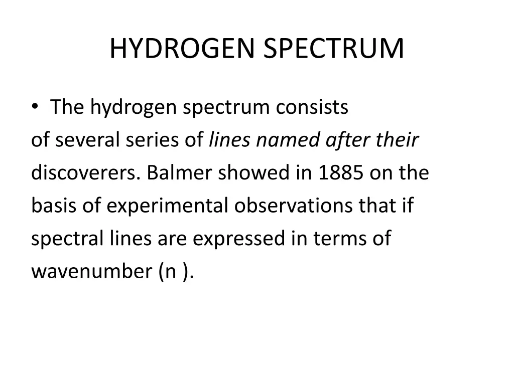 hydrogen spectrum