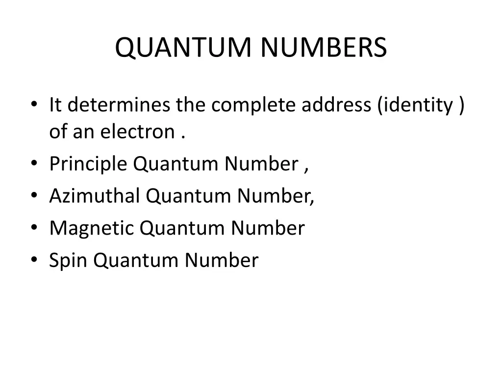 quantum numbers