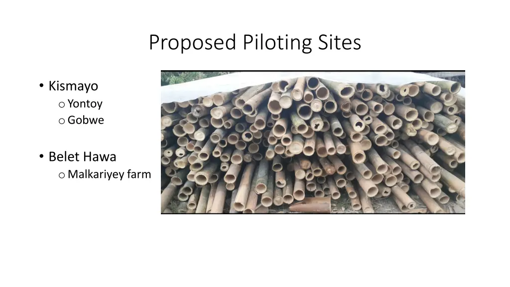 proposed piloting sites