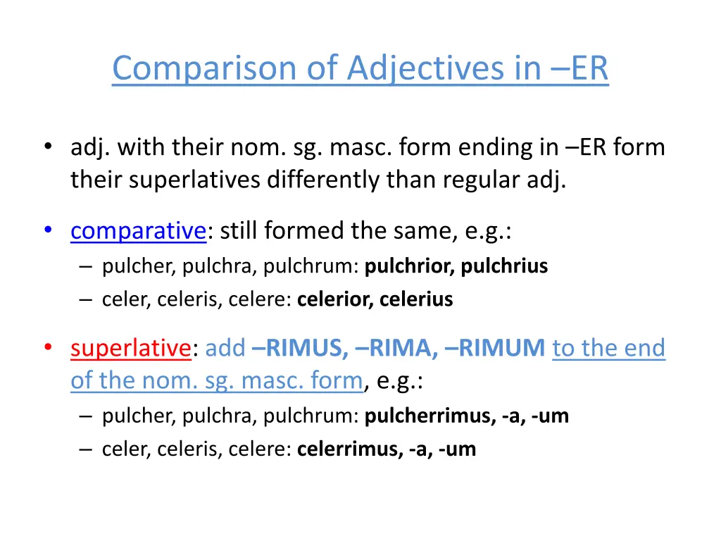 comparison of adjectives in er