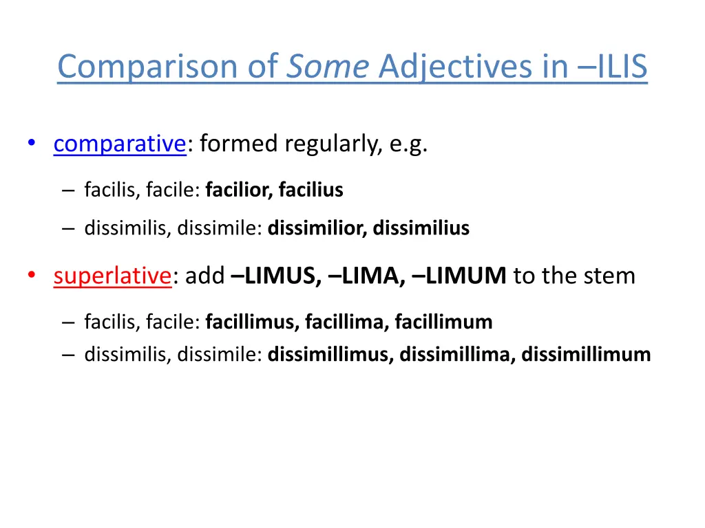 comparison of some adjectives in ilis 1