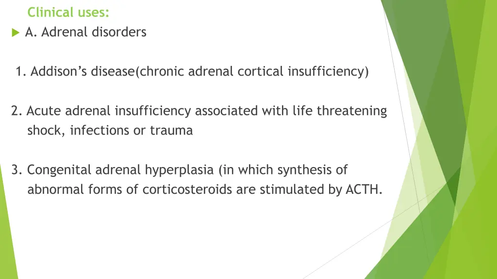 clinical uses a adrenal disorders