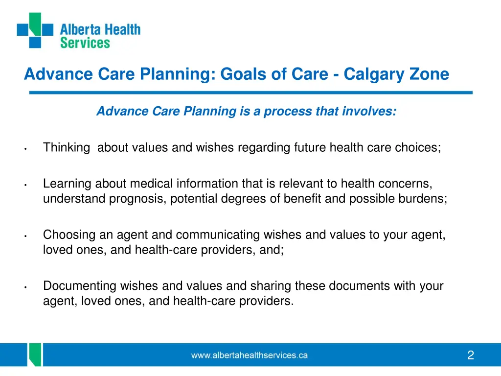 advance care planning goals of care calgary zone 1