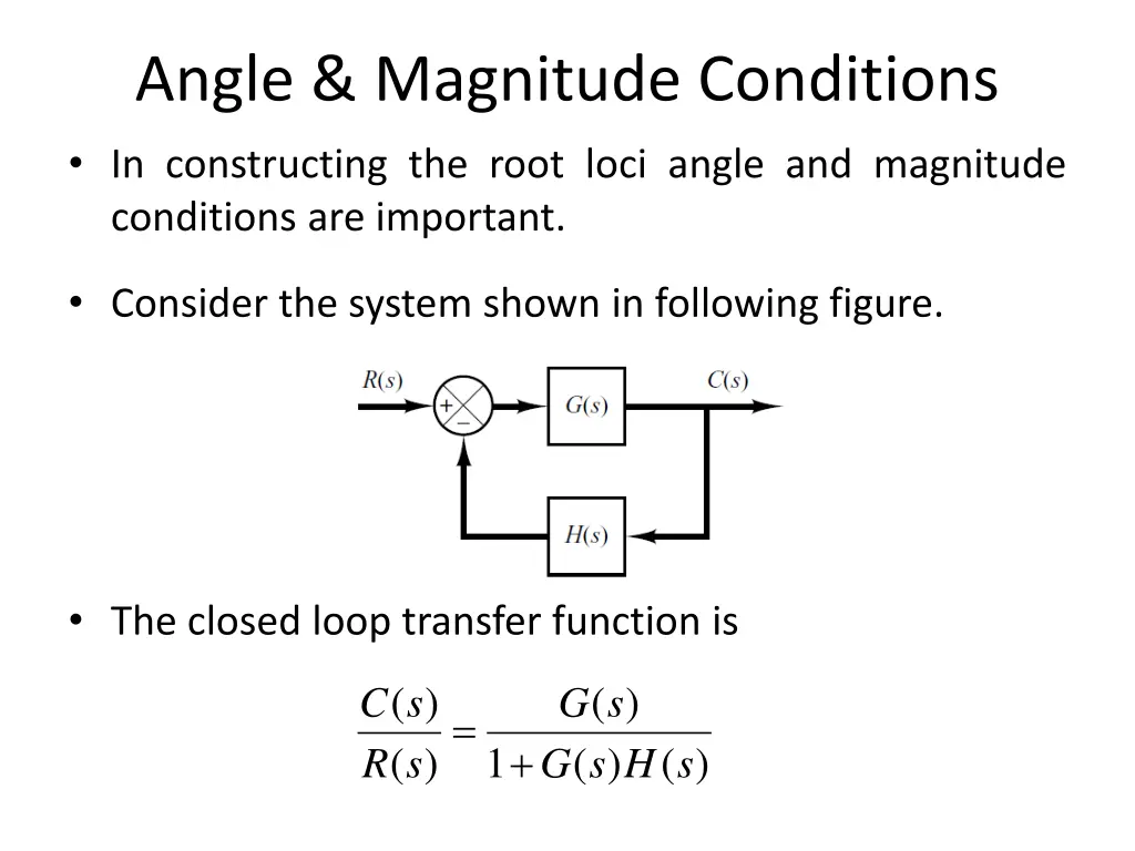 angle magnitude conditions in constructing