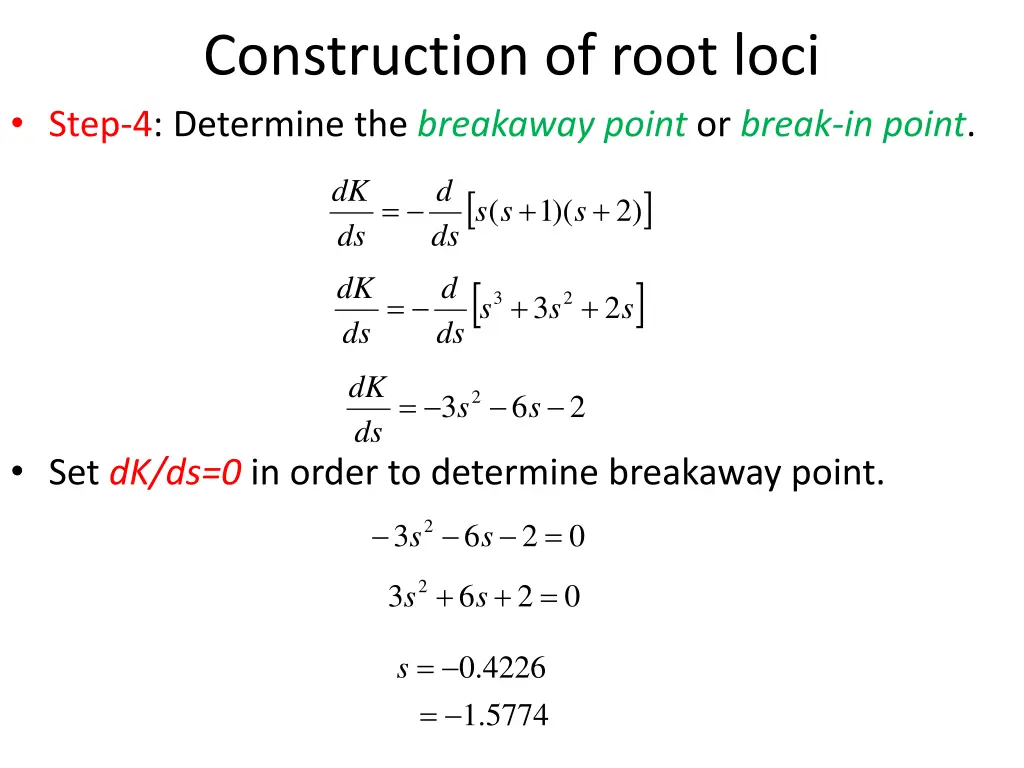 construction of root loci step 4 determine 1