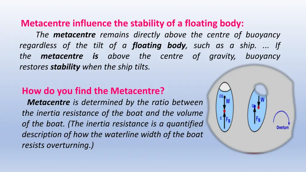 metacentre influence the stability of a floating