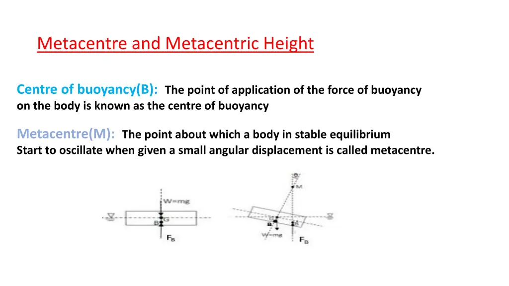 metacentre and metacentric height 1