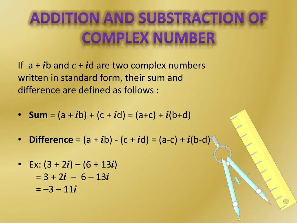 addition and substraction of complex number